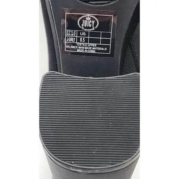 Juicy Couture Juicy Girly Womens Size 8.5 M Heeled Sandals Black White Logo - Picture 16 of 16